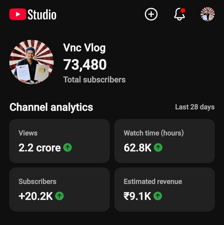 Vlog channel we run together — 2.2 crore views · +20.2K subs